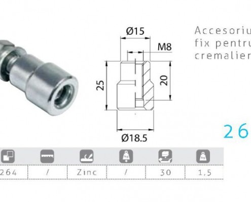 264, feronerie, accesoriu fix pentru cremaliera