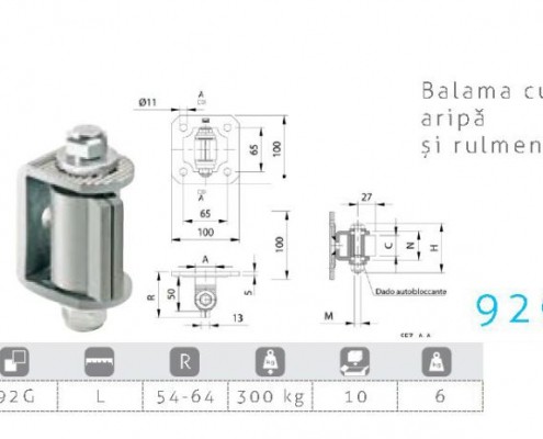 92G, feronerie, balama cu aripa si rulment